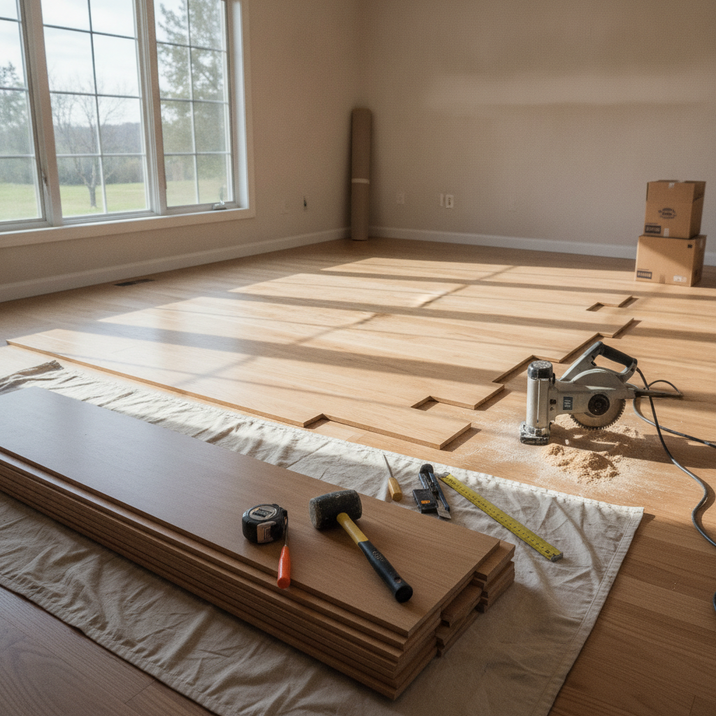 Flooring Installation - No Face and No Text